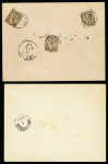 2 lettres : Guyane n°30 + 31, 4 pièces + 33 OBL Cayenne (1894) sur env. entier 25c groupe recommandé + col gen n°54 OBL Cayenne (1890) sur lettre. TB