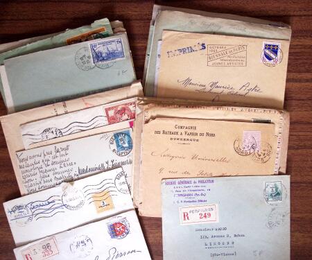 1902-1956, 64 lettres avec timbres seuls sur lettre