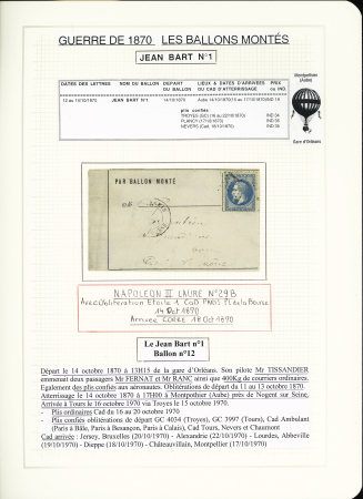 1870-71, Collection de 34 ballons montés joliment