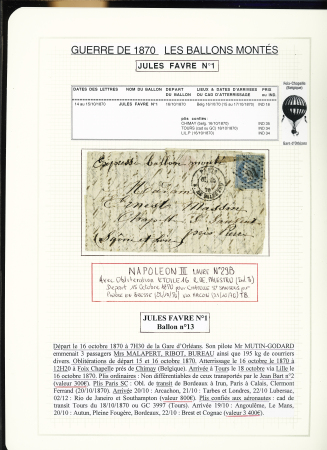 1870-71, Collection de 34 ballons montés joliment