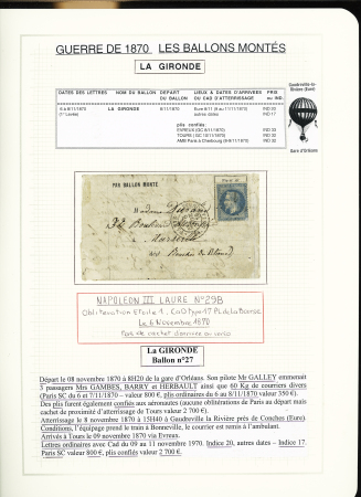 1870-71, Collection de 34 ballons montés joliment
