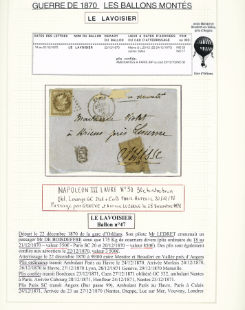 1870-71, Collection de 34 ballons montés joliment