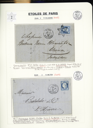1849-1874, Collection sur les oblitérations de Paris