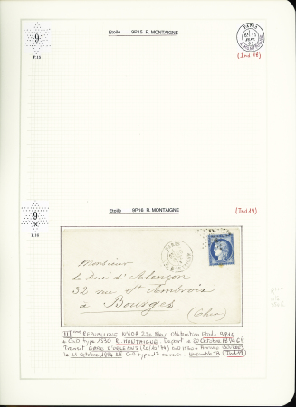 1849-1874, Collection sur les oblitérations de Paris