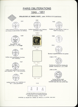 1849-1874, Collection sur les oblitérations de Paris