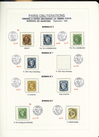 1849-1874, Collection sur les oblitérations de Paris