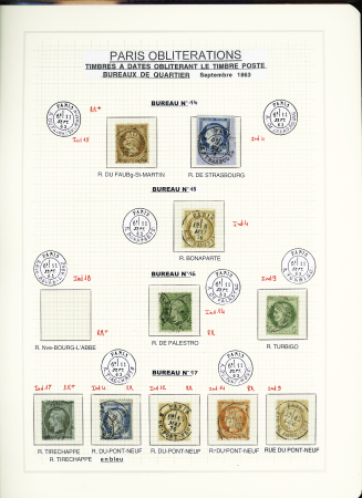 1849-1874, Collection sur les oblitérations de Paris