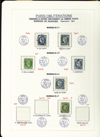 1849-1874, Collection sur les oblitérations de Paris