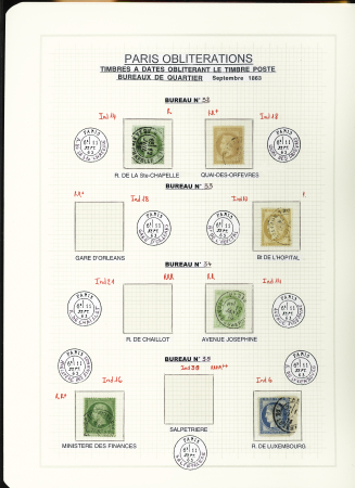 1849-1874, Collection sur les oblitérations de Paris