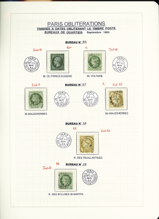 1849-1874, Collection sur les oblitérations de Paris