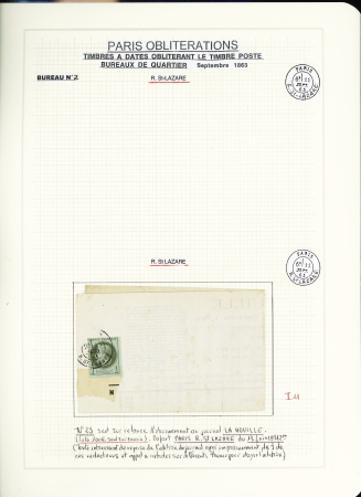 1849-1874, Collection sur les oblitérations de Paris