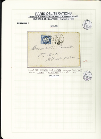 1849-1874, Collection sur les oblitérations de Paris