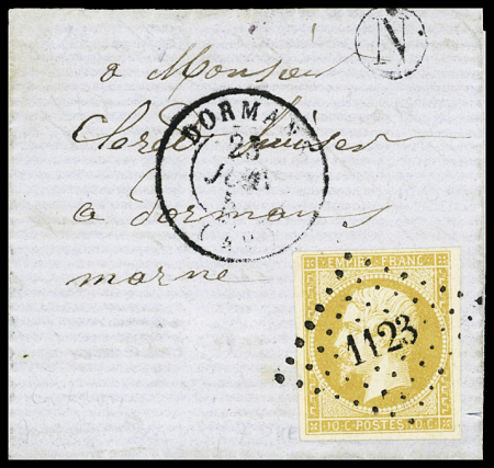N°13 obl. PC 1123 sur toute petite lettre de Dormans