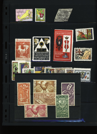 1897-1942, Joli lot de vignettes chamarrées dont Expositions,