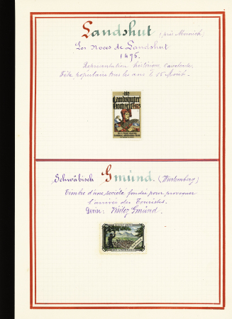1897-1942, Joli lot de vignettes chamarrées dont Expositions,