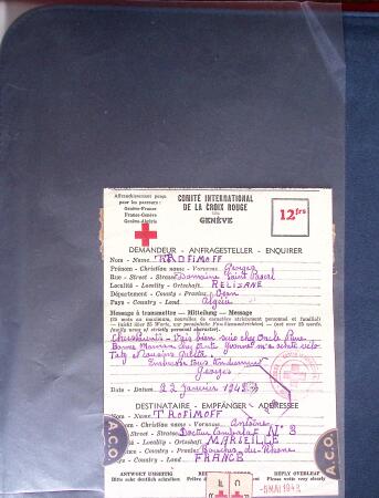 1943-1945, 8 messages Croix-Rouge et 30 lettres lettres