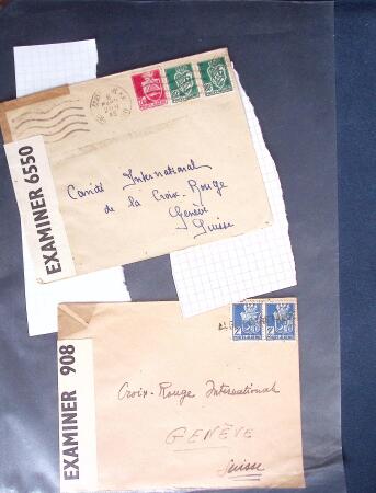 1943-1945, 8 messages Croix-Rouge et 30 lettres lettres