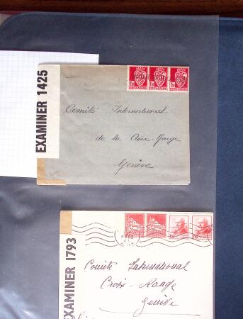 1943-1945, 8 messages Croix-Rouge et 30 lettres lettres