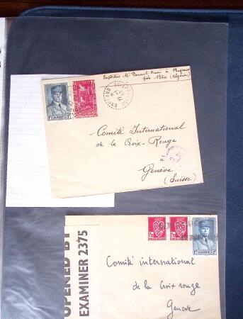 1943-1945, 8 messages Croix-Rouge et 30 lettres lettres