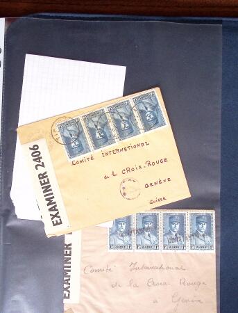 1943-1945, 8 messages Croix-Rouge et 30 lettres lettres