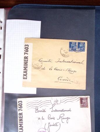 1943-1945, 8 messages Croix-Rouge et 30 lettres lettres