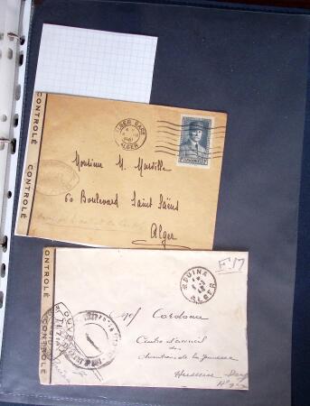 1940-1945, 47 lettres avec censures partant d'Algérie