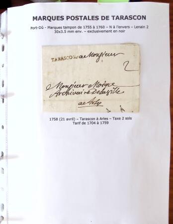 1691-1897, Collection sur les marques postales de TARASCON