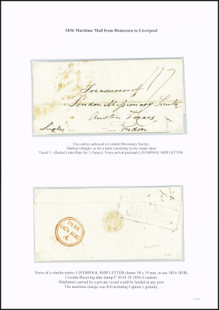 1836 Two entire letters addressed to the London Missionary