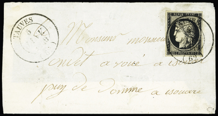 N°3 obl. CàD type 14 Tauves 4 janv. 1849 (62) (Puy