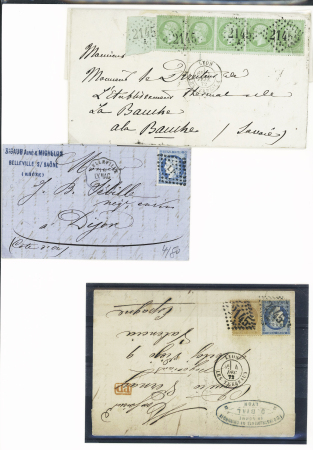1850-1874, Lot de 21 lettres affranchies avec Cérès,