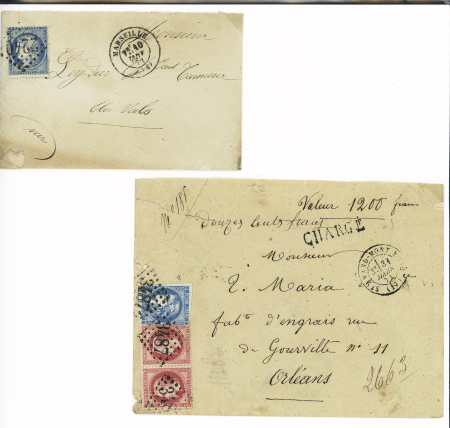 1850-1874, Lot de 21 lettres affranchies avec Cérès,