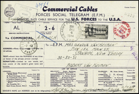 1944-1945, Collection de 8 télégrammes codés américains