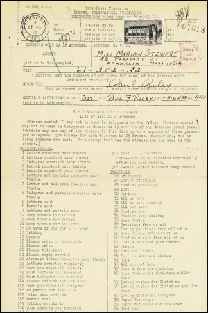 1944-1945, Collection de 8 télégrammes codés américains