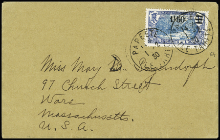 Océanie n°64 OBL Daguin jumelé "Papeete ile Tahiti" (1930) sur lettre pour les USA. TB