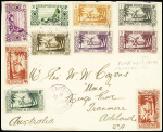 Océanie n°84 + 85 + 87 + 88 + 89 à 91 + 93 + 96 OBL CAD "Vaitepaua ile Makatea" (1936) sur lettre pour l'Australie. TB