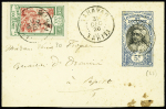 Océanie n°30 OBL CAD avec cercle intérieur pointillé "Taravao Tahiti" (1926) sur petite env. entier postal Océanie n°47 5c bleu et noir. Rare et TB