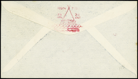 Océanie taxe n°17 en paire OBL Papeete (1947) sur enveloppe illustrée de l'expédition Kon-Tiki avec CAD lilas "Lima Peru". TB