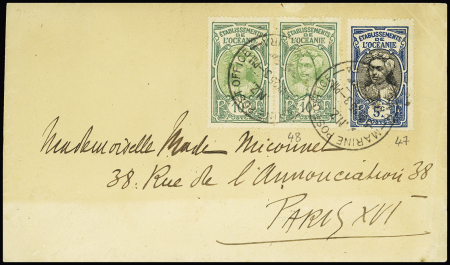 Océanie n°47 + 48 en paire OBL grand CAD "Marine post office RMS Makura" (1925) sur lettre pour la France. TB
