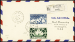 Océanie n°168 + PA18 (non vendu dans la colonie) OBL CAD "Papeete ile Tahiti" (1948) sur lettre recommandée avion pour les USA avec arrivée. TB