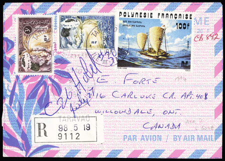 Polynésie aérogramme n°2, 26F avec Polynésie n°27 +