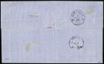 RHODES France n°57 OBL GC 5094 en bleu + T22 bleu "Rhodes Turquie" (1872) sur lettre pour Marseille. TB