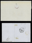 2 lettres : France n°21 + 23 OBL GC 5095 + T22 "Salonique Turquie" (1865) et France n°23 OBL GC 5098 + T15 "Smyrne Turquie" (1870) sur 2 lettres, ind 11 et 13