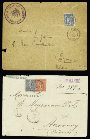 TRIPOLI - 5 plis : France n°90 et n°129 + 132 OBL CAD