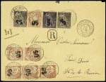 N°4, 6 pièces + 5 + 6 OBL Tamatave (1891) sur lettre