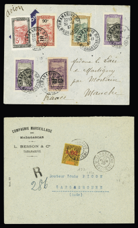 7 lettres diverses de Madagascar (1902 - 1937). TB lot