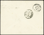 3 lettres AFF postes chérifiennes dont n°1 + 2, 2 pièces + 3 OBL rouge de Meknès (1913). TB