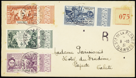 Océanie n°80 à 83 OBL CAD "Sce de la Plonge Tuamotu" (1931) sur lettre recommandée. TB
