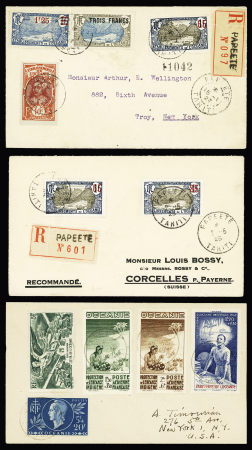 Océanie - 12 lettres AFF divers (1905 - 1951) dont BF1 seul. TB lot