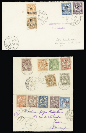 Port-Saïd : 4 plis divers dont lettre AFF n°38 + 41 à 43 OBL Port Saïd (1921). TB