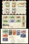 10 plis de la Réunion (1897 - 1948) dont 2 avec cachet rouge réouverture liaison aérienne France Libre Réunion Madagascar 20.12.1943. TB